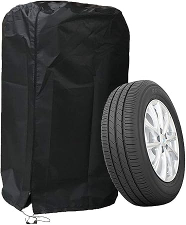 J&C Tire Cover Black 420D Tire Storage Bag Waterproof Spare Tire Bag Tote Protective Cover Seasonal Tire Cover (28x43in)