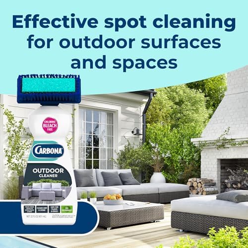 Carbona Oxy Powered Outdoor Cleaner with Built-In Brush (22 Fl Oz), Spot Cleaner for Outdoor Furniture, Rugs & Decks, 2-in-1 Sponge & Bristle Brush