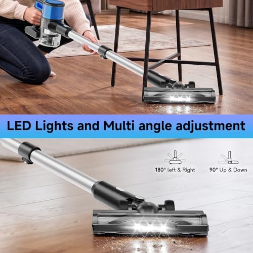 Cordless Vacuum Cleaner for Home - Lightweight, 35Kpas Stick Vacuums Clean with Rechargeable Battery, Max 45Mins Runtime, 8 in 1 Handheld Vacuum for Hardfloor & Carpets Pet Hair, Blue