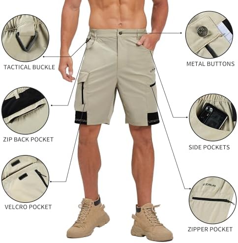 Men's Quick Dry Hiking Cargo Work Shorts UPF 50+ for Outdoors