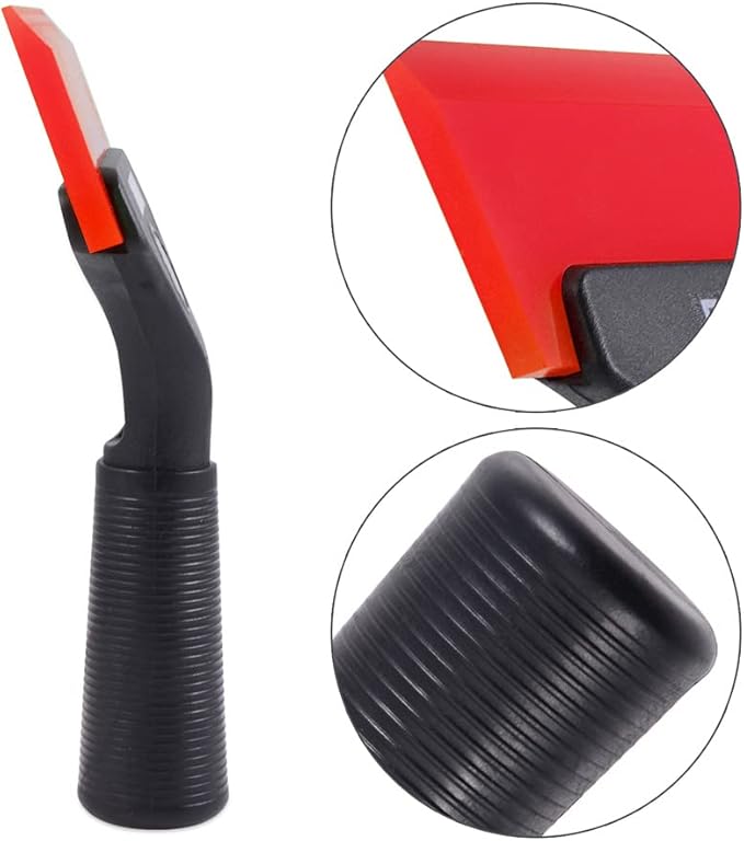 FOSHIO Small Squeegee with 5 Inch Rubber Blade Mini Wiper Window Tinting Tools for Mirror Glass Window Cleaner with Non-Slip Handle (Red Blade)