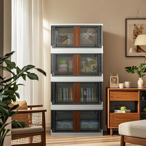 Storage Boxes, Extra Large Cabinet with Lids, Foldable, 4 Packs