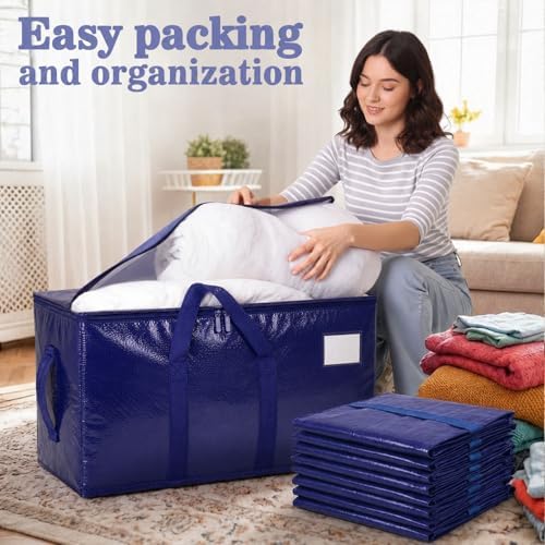 Extra Large Heavy Duty Moving Bags, 6 Pack, Dark Blue