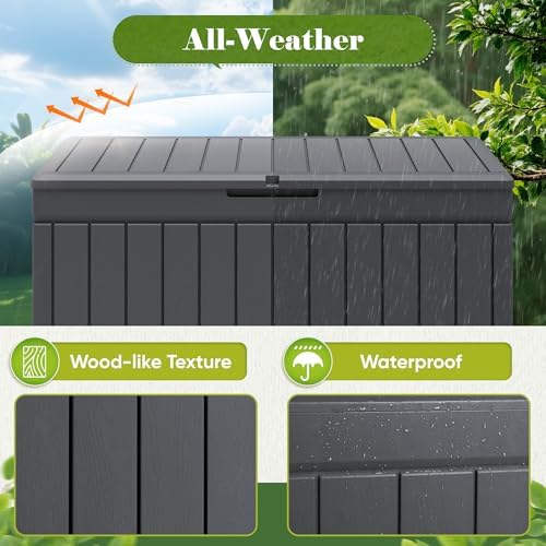 80 Gallon Outdoor Storage Box, Resin Deck Box Waterproof Patio Bin