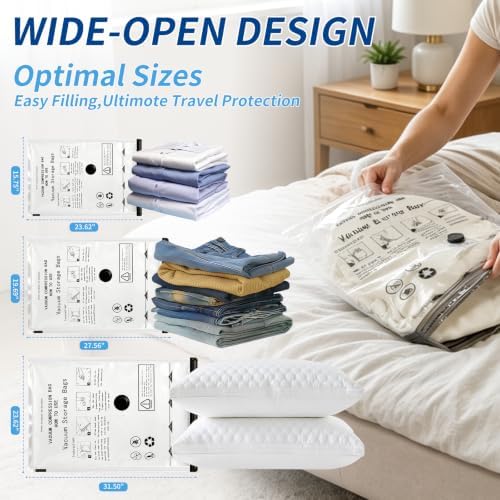 18 Pack Vacuum Storage Bags with Electric Pump, S6 M6 L6 Space Saver Seal Bags for Clothing & Closet, Leak-Proof Compression Storage for Home