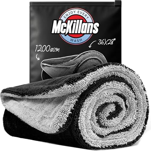 Extra Large Dual-Color Car Drying Towel XL - Edgeless & Ultra Soft & Absorbent - 36" x 28" - 1200 GSM Twisted Loop Microfiber Towel for Cars - Drying Towel Car Detailing - Car Wash Towels