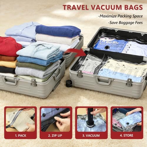 Travel Vacuum Bags with Rechargeable Pump, 18 Combo, Clear