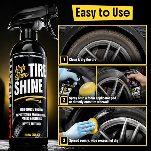 Tire Shine High Gloss Spray - Wet Look Car Tire Dressing - 16 oz