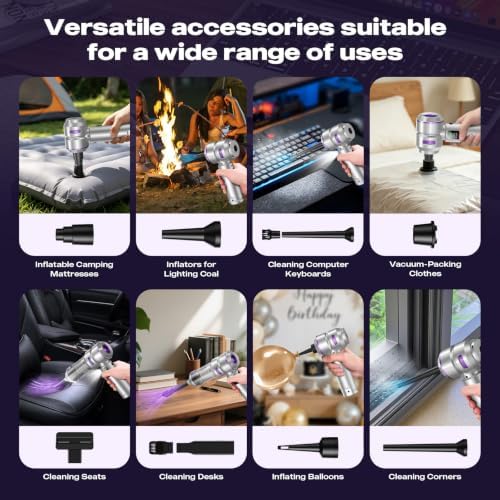 Car Vacuum Portable Cordless, 28000PA 4-in-1 Mini Vacuum