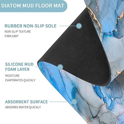 Blue Grey Bath Mat Rug,for in Front of Bathtub Shower,20x32