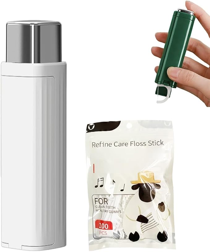 Portable Floss Dispenser with 100 Pcs Dental Floss, 2026 NEW Refillable for Home, Restaurant, and On-the-Go Oral Care fo