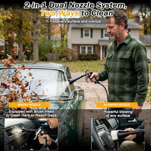 Car Detailing Air Cleaning Gun - Dry Blower Gun Works with Air Compressor