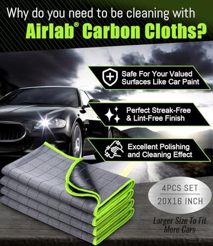 Carbon Microfiber Towels for Car Glass Window Polishing, Light Grey-Green