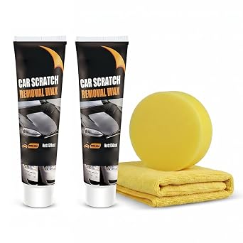 Car Scratch Remover, 2026 New Car Polish with Sponge and Towel, Scratch Remover for Vehicles Paste for Scratch Remover Kit for Cars Easy to Repair Paint Scratches, Marks, Stains (2PCS) - Cleanova