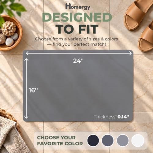 Bath Mat for Bathroom Non Slip, Quick Dry, 16x24 in, Grey