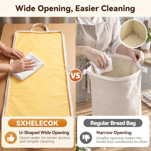 2 Pack Beeswax Bread Bag, Reusable Sourdough Storage, Zipper