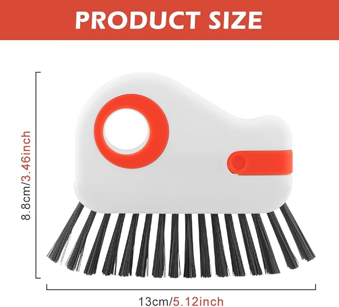 2Pcs 2 in 1 Groove Cleaning Brush, Window Track Cleaning Tools with Hidden Scraper, Multifunctional Hard Bristle Grip Brush for Sliding Door Track, Window Sill