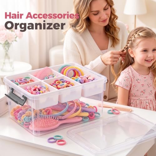 17QT Clear Craft Organizers and Storage Box with Removable Tray