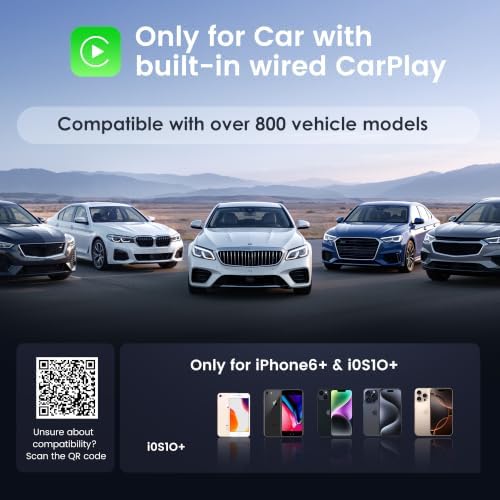 Wireless CarPlay Adapter for iPhone - Convert Wired to Wireless, Mini USB Design, Plug & Play - Compatible with Cars with Apple CarPlay - Includes USB-C Cable - Fast Connection, No Latency (Black)