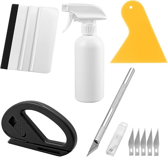 Car Window Film Kit, 10PCS Vehicle Glass Protective Film Wrapping Installation Set with Squeegee, Automotive Window Tint