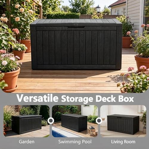 Outdoor Storage Box Waterproof, 150 Gallon Deck Box For Patio Storage
