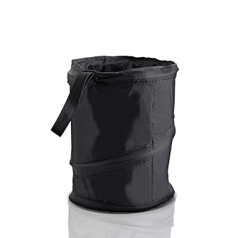 ZONETECH Universal Traveling Portable Car Trash Can - Black Collapsible Pop-up Leak Proof Trash Can- for Garbage to Orga