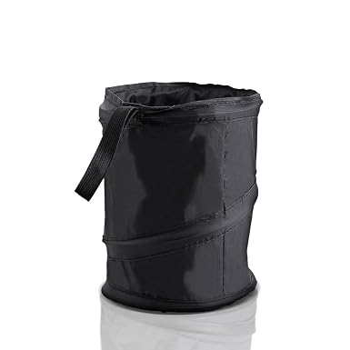 ZONETECH Universal Traveling Portable Car Trash Can - Black Collapsible Pop-up Leak Proof Trash Can- for Garbage to Orga