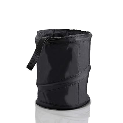 ZONETECH Universal Traveling Portable Car Trash Can - Black Collapsible Pop-up Leak Proof Trash Can- for Garbage to Orga