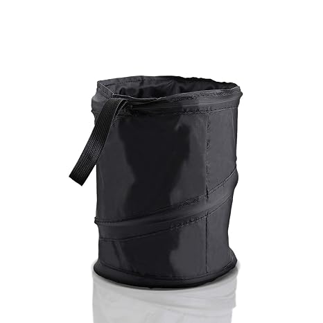 ZONETECH Universal Traveling Portable Car Trash Can - Black Collapsible Pop-up Leak Proof Trash Can- for Garbage to Orga