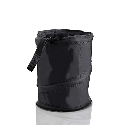 ZONETECH Universal Traveling Portable Car Trash Can - Black Collapsible Pop-up Leak Proof Trash Can- for Garbage to Orga