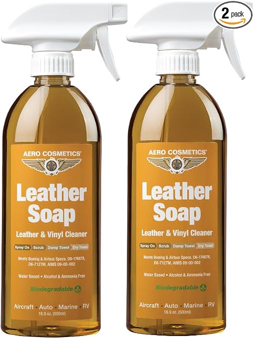 Aero Cosmetics Leather Cleaner Leather Soap 16oz (2-Pack) Aircraft Quality for your Car RV and Furniture Better than Aut
