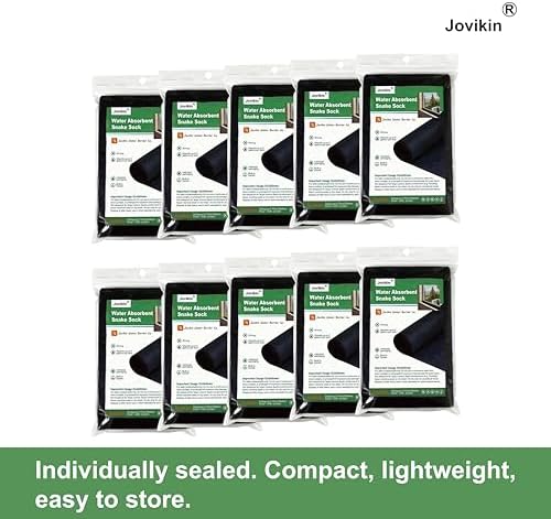 Super Absorbent Sock - 5" x 48" Water Absorbing Snake | 2 Gallon Capacity | Leak & Spill Control for Home, Basement & Industrial Spaces (Pack of 10)