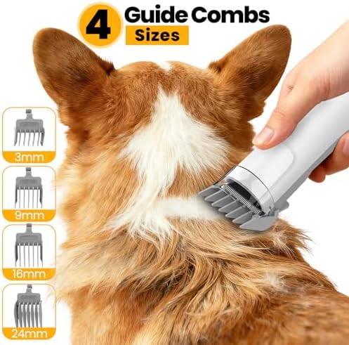 Dog Grooming Vacuum, All-in-One Pet Grooming Kit with Hair Clipper & Shedding Brush, Low Noise 12,000Pa Dog Hair Remover Vacuum, Pet Groomer Set with Cleaning Brushes, PG01