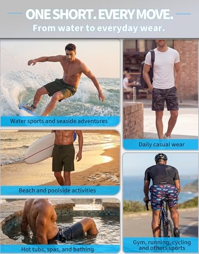 Mens Swim Trunks with Mesh Liner, Quick Dry Board Shorts
