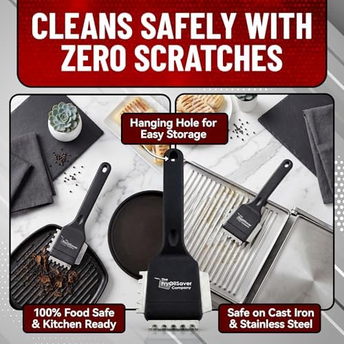 Panini Grill Brush Cleaner, Heavy Duty 3-in-1 Stainless Steel Scraper Tool