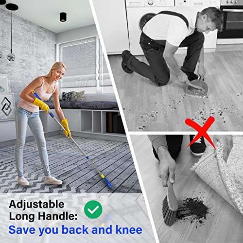 Grout Brush with Long Adjustable Handle, Swivel Scrub Brush, V-Shape Grout Line Scrubber with Stiff Bristle for Deep Cleaning Tile Grout, Shower, Kitchen, Hard-to-Reach Corners