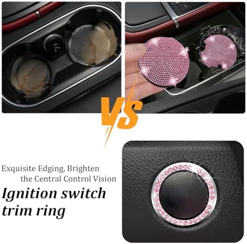 27 Pack 14.5-15 Inch Rhinestone Car Accessory Set, Pink