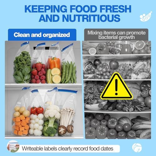 Slider Storage Bags 2 Gallon 88 Count BPA Free, Expandable Bottom for Food Storage Refrigeration & Freezer Safe Multi-Purpose Easy-Write Zip Bags for Kitchen Travel & Organization