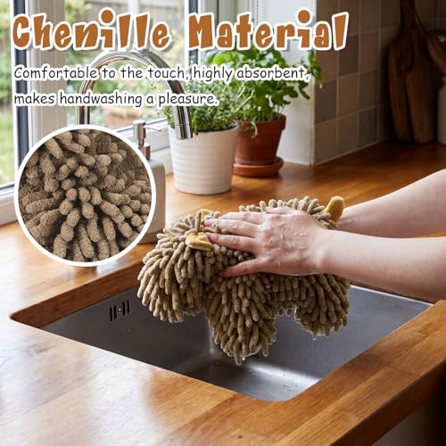 1 Pcs Chenille Dog Towel, Dark Brown, Standing Dog
