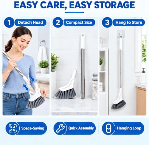 Multifunctional Crevice Cleaning Brush, Extendable Long Handle Scrub Brush
