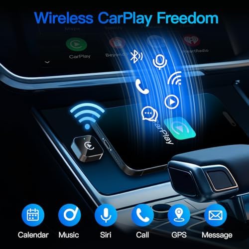 (2026 Upgraded) 2 in 1 Wireless CarPlay Adapter for Apple iPhone＆Android