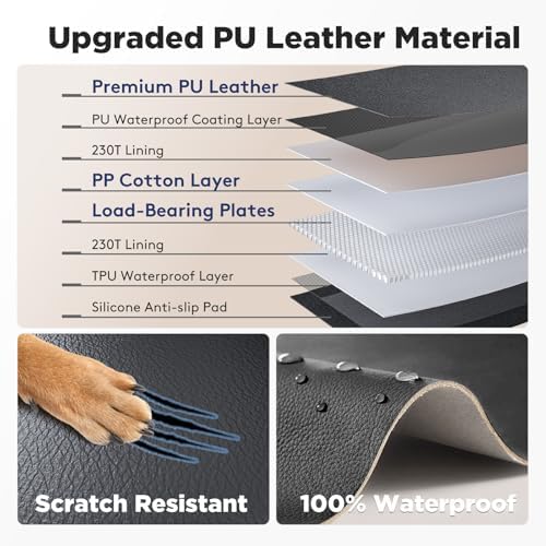 Dog Car Seat Cover for Back Seat, PU Leather Back Seat Extender