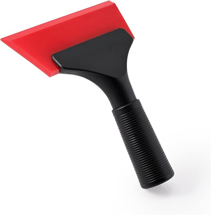 FOSHIO Small Squeegee with 5 Inch Rubber Blade Mini Wiper Window Tinting Tools for Mirror Glass Window Cleaner with Non-Slip Handle (Red Blade)