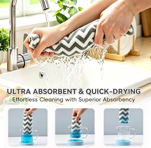 Microfiber Cleaning Cloth, 6PK 13.5"x29" Kitchen Towels & Dish Towels
