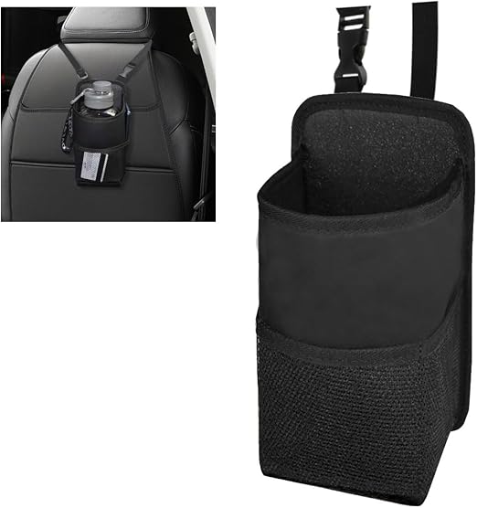 2-in-1 Large Cup Holder, 80 oz Multifunctional Car Seat Side Organizer, Hanging Water Bottle Holder Bag, Car Stuff Holde