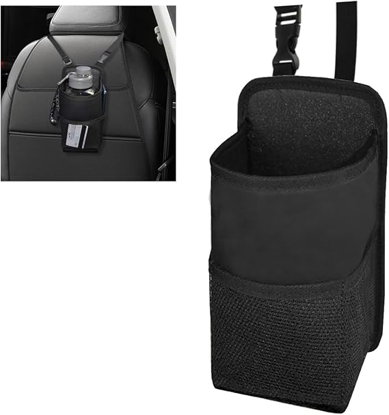 2-in-1 Large Cup Holder, 80 oz Multifunctional Car Seat Side Organizer, Hanging Water Bottle Holder Bag, Car Stuff Holde