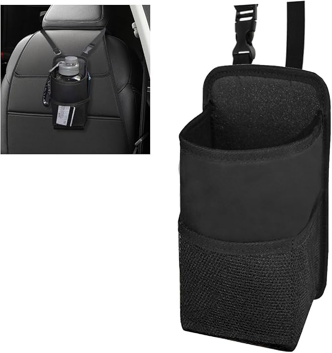 2-in-1 Large Cup Holder, 80 oz Multifunctional Car Seat Side Organizer, Hanging Water Bottle Holder Bag, Car Stuff Holde