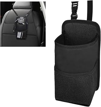 2-in-1 Large Cup Holder, 80 oz Multifunctional Car Seat Side Organizer, Hanging Water Bottle Holder Bag, Car Stuff Holde