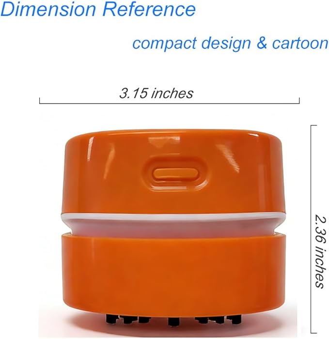 Mini Desk Vacuum Cleaner, Rechargeable Cordless Handheld Crumb Sweeper for Home Office School Cars, Premium Table Dust Vacuums, Orange