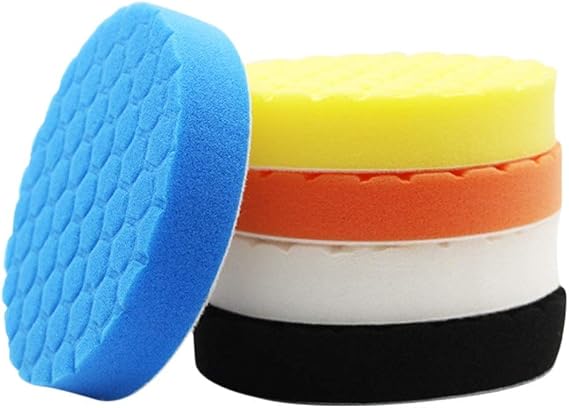 PYouo-mini Polisher Pads, 3pcs 3/4/5/6/7inch Buffing Sponge Polishing Pad Kit Set, Hexagonal Polished Sponge Disc, for C